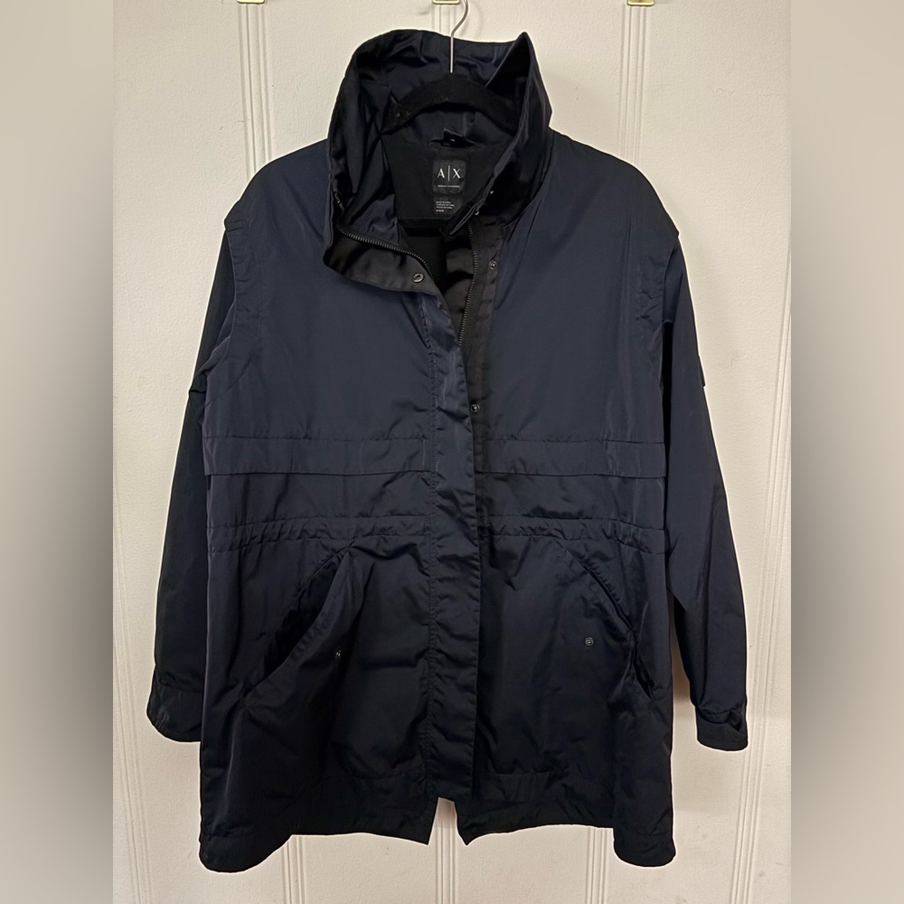 Armani Exchange Dark Blue Raincoat